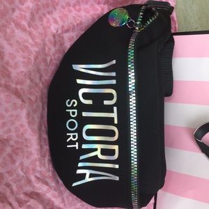 Victoria sport holo graphic fanny pack.